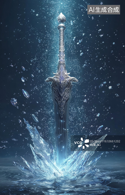 【AI数字艺术】游戏元素一把魔法剑图片素材