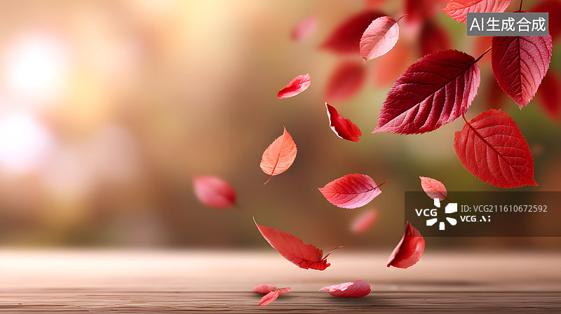 【AI数字艺术】空中飘落的红叶图片素材