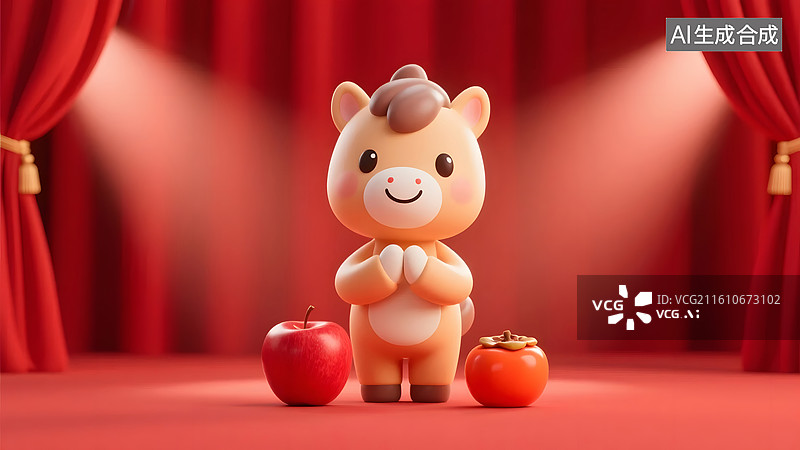 【AI数字艺术】小马作揖拜年祝愿新春事事如意图片素材