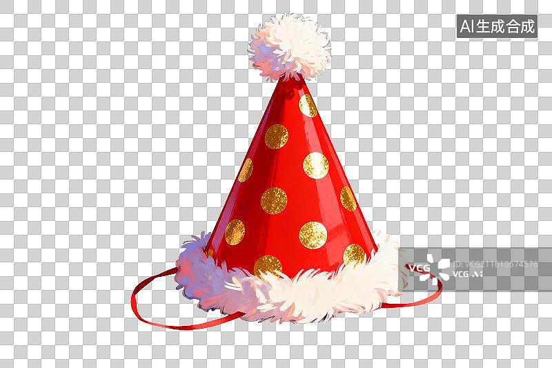 【AI数字艺术】红色波点圣诞帽装饰毛球图片素材