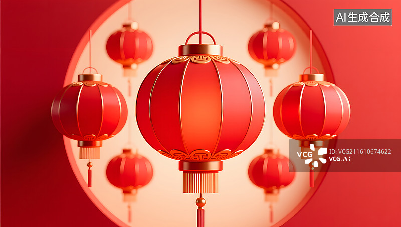 【AI数字艺术】红灯笼新年节日喜庆艺术图片素材