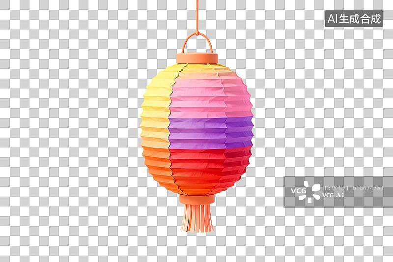 【AI数字艺术】彩色纸灯笼悬挂空中图片素材