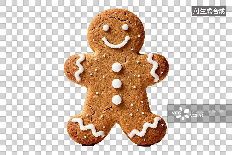 【AI数字艺术】姜饼人饼干装饰糖霜微笑造型图片素材