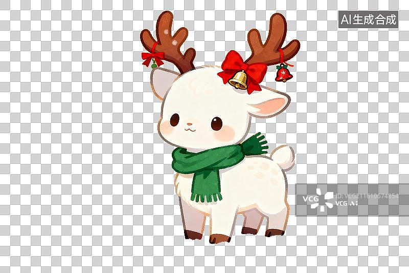【AI数字艺术】戴铃铛蝴蝶结的可爱小鹿图片素材