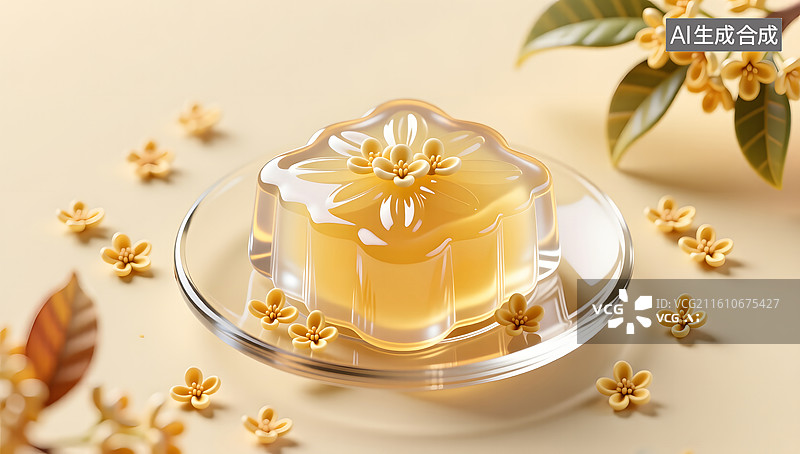 【AI数字艺术】桂花糕在秋日意境中展现柔和艺术美感图片素材