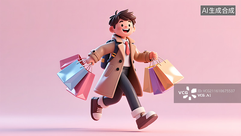 【AI数字艺术】寒假学生快乐购物享受时光图片素材