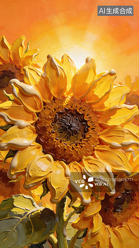 【AI数字艺术】向日葵油画花卉艺术挂画图片素材