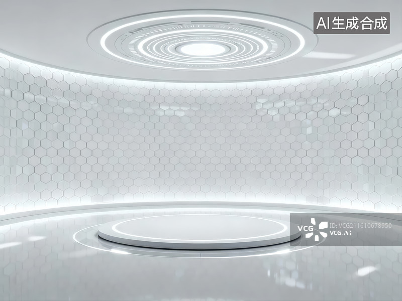 【AI数字艺术】未来感圆形展示空间图片素材