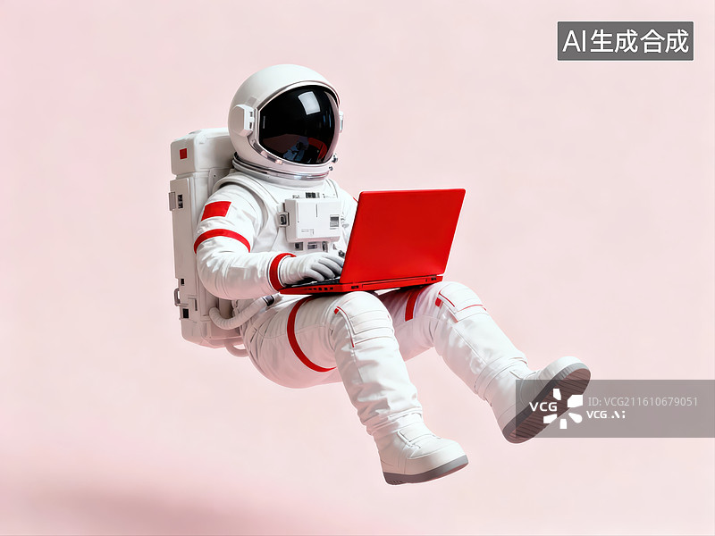 【AI数字艺术】宇航员使用笔记本电脑图片素材