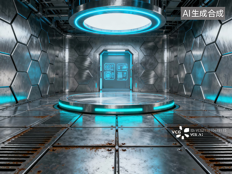 【AI数字艺术】未来科技舱室内部场景图片素材