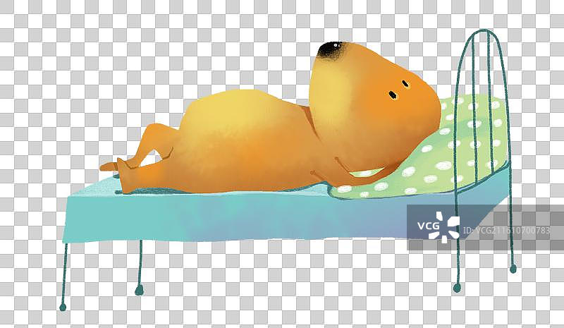 免抠元素 动物主题插画 躺在床上的鼹鼠图片素材