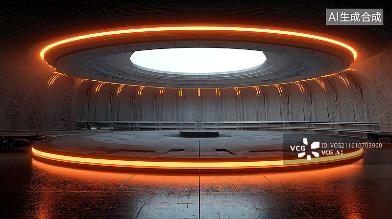 【AI数字艺术】未来感环形光圈空间图片素材