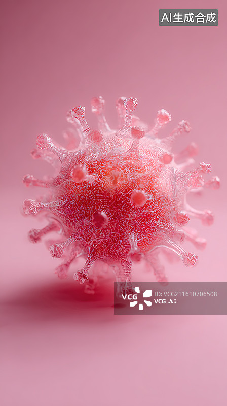 【AI数字艺术】粉色病毒模型特写图片素材