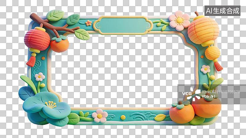 【AI数字艺术】3D卡通粘土国风秋天边框图片素材