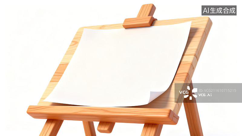 【AI数字艺术】《简约木质画架空白画纸场景》图片素材
