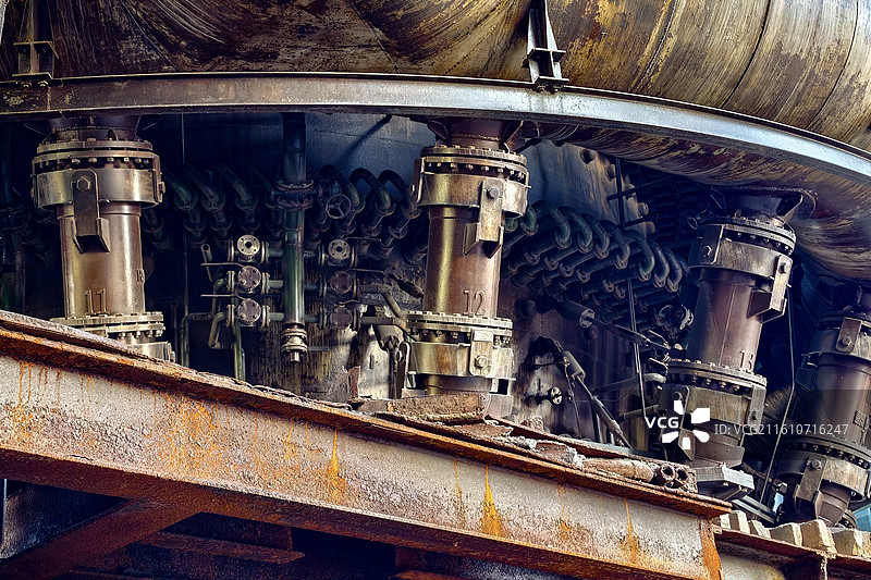 炼钢厂遗留下的工业机械 赛博朋克风格的炼钢设备 大运河杭钢公园图片素材