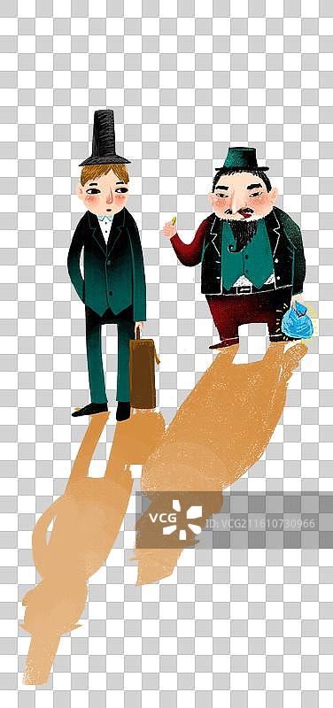 免抠元素 人物形象插画 两个带着大礼帽的人图片素材