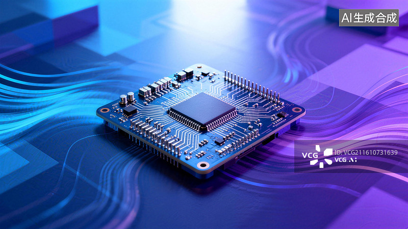 【AI数字艺术】计算机电路板流动抽象概念科技感背景壁纸图片素材