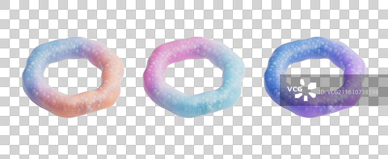 抽象糖果色圆环几何体三维渲染图片素材