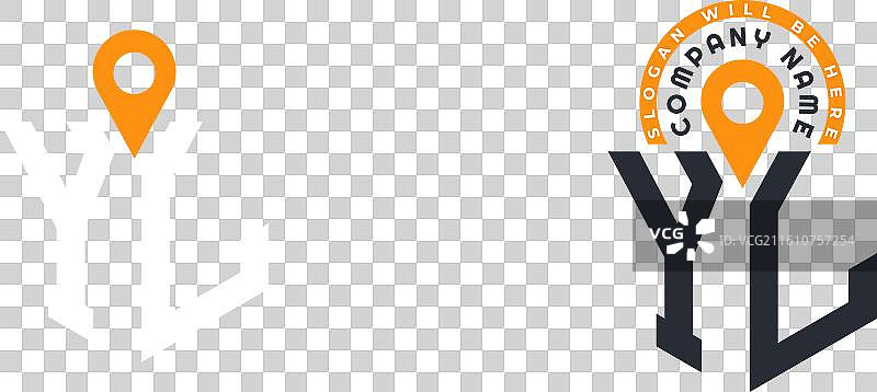 yl 位置标志包字母yl标志双图标图片素材