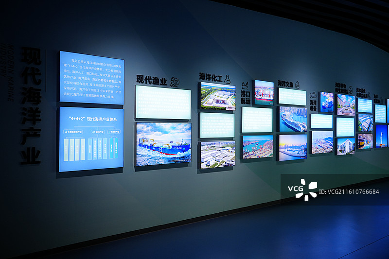 青岛“4+4+2”现代海洋产业体系 青岛城市展览馆图片素材
