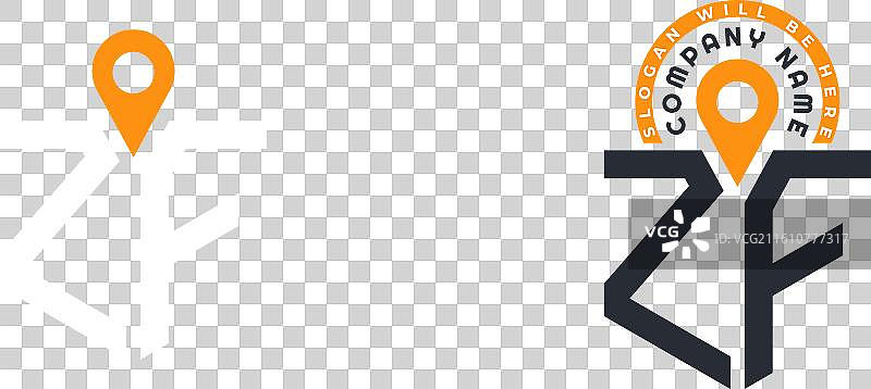 ZF 位置标志组合字母ZF标志双图标图片素材
