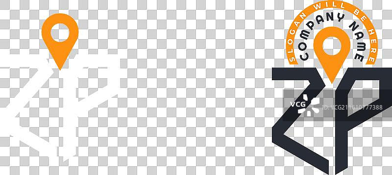 zp地点标志捆绑字母zp标志双图标图片素材