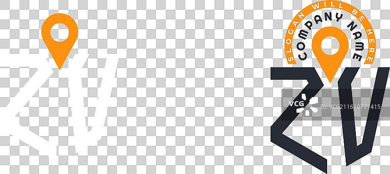 zv 位置标志组合字母zv标志双图标图片素材