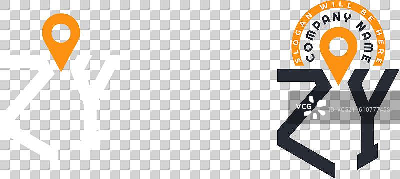 zy 位置标志包字母 zy 标志双图标图片素材