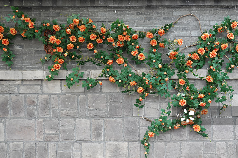 辽宁省丹东市振兴区九纬路银杏大道街景：花朵花卉装饰造型图片素材