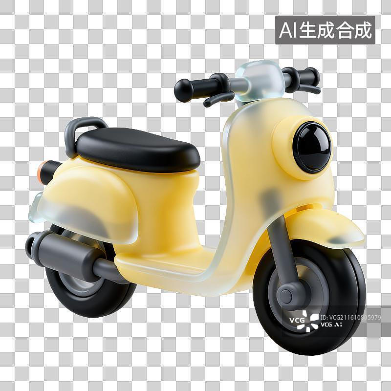 【AI数字艺术】3D磨砂玻璃材质摩托车元素图片素材