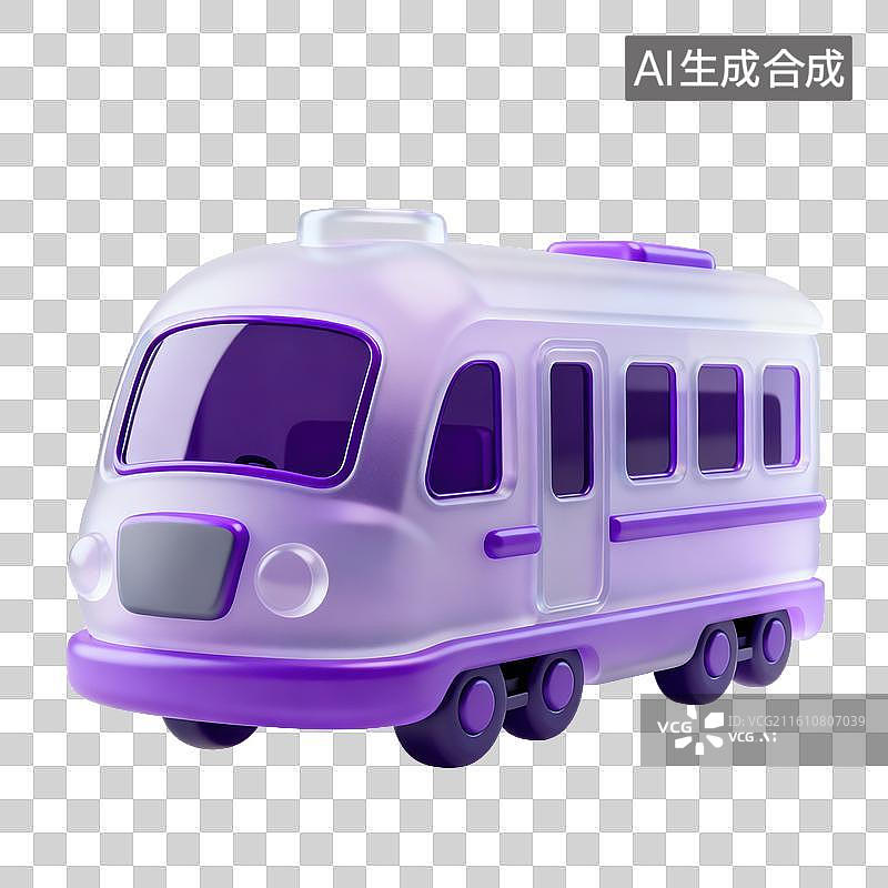 【AI数字艺术】3D磨砂玻璃材质校车巴士面包车元素图片素材