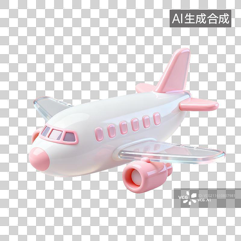 【AI数字艺术】3D磨砂玻璃材质飞机客机元素图片素材