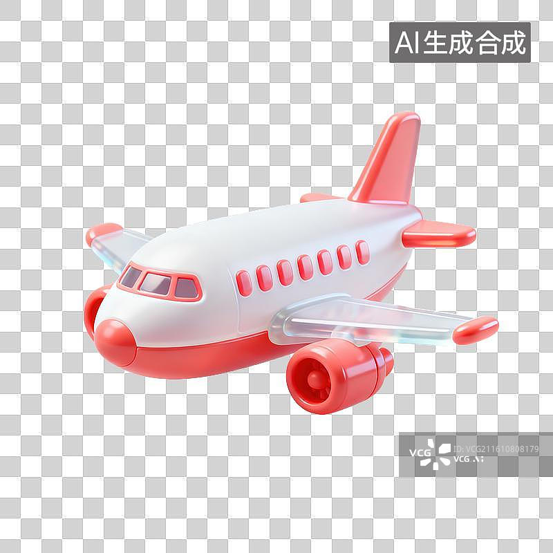 【AI数字艺术】3D磨砂玻璃材质飞机客机元素图片素材