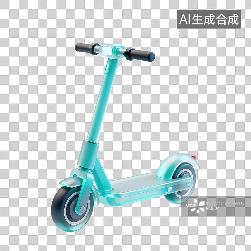 【AI数字艺术】3D磨砂玻璃材质滑板车元素图片素材
