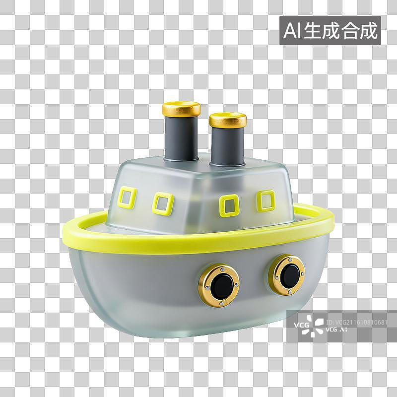 【AI数字艺术】3D磨砂玻璃材质游轮轮船元素图片素材