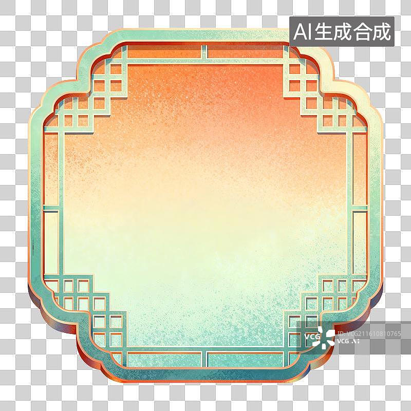 【AI数字艺术】中式窗户边框节日插画图片素材