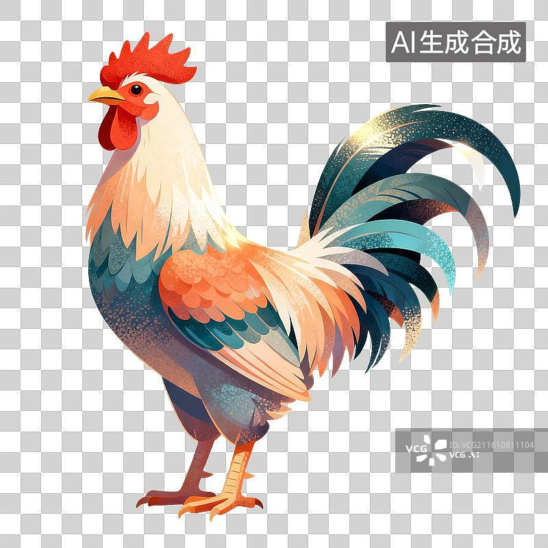 【AI数字艺术】生肖雄鸡插画图片素材