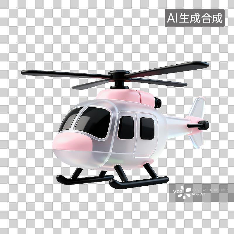 【AI数字艺术】3D磨砂玻璃材质直升机飞机元素图片素材