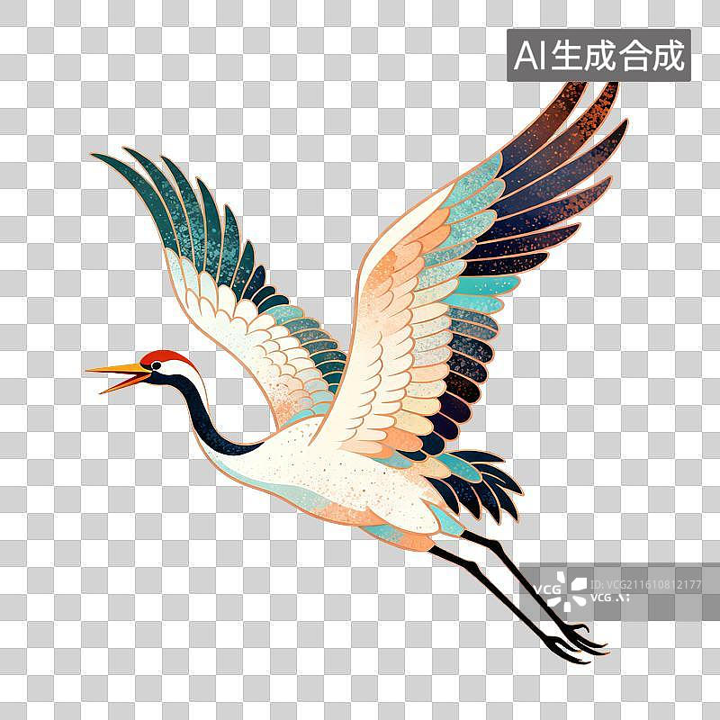 【AI数字艺术】仙鹤插画图片素材