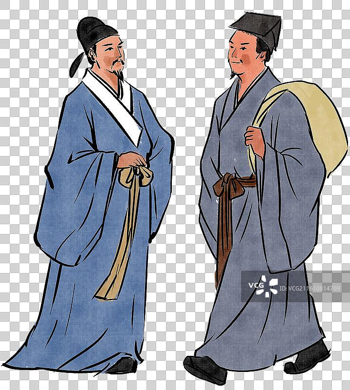 中国风新中式古风古典传统文化古装古人古代古时候神话人物国学经典插画图片素材