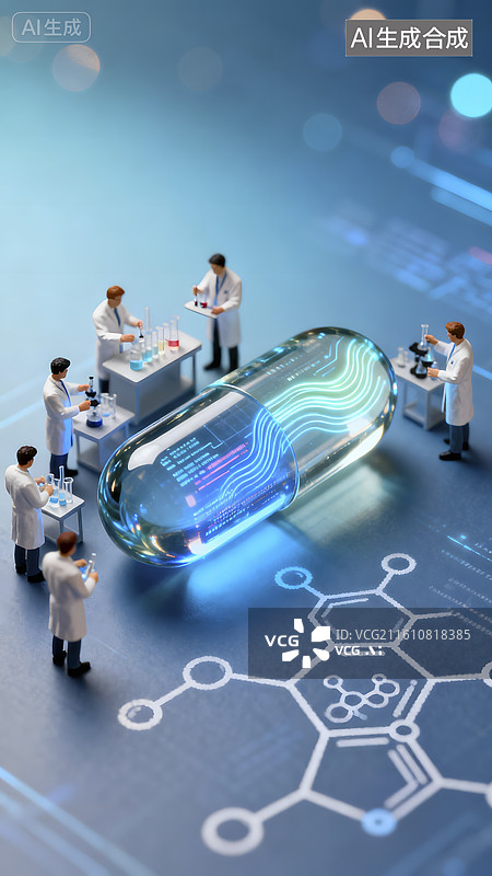 【AI数字艺术】药物胶囊研发图片素材