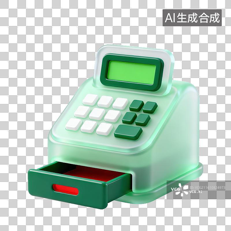 【AI数字艺术】3D磨砂玻璃材质电商购物主题购物超市收银机元素图片素材