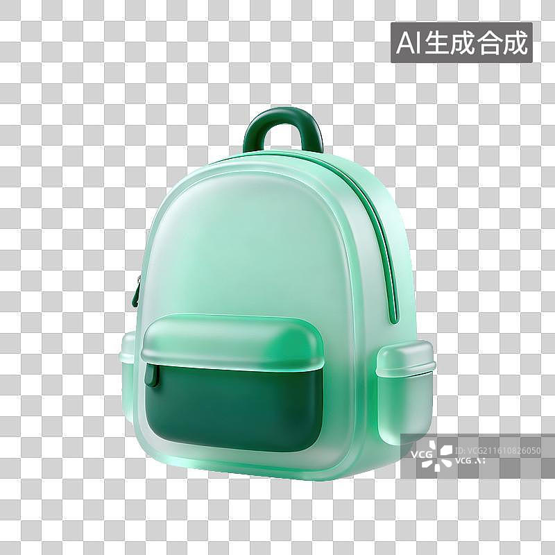【AI数字艺术】3D磨砂玻璃材质书包背包双肩包元素图片素材