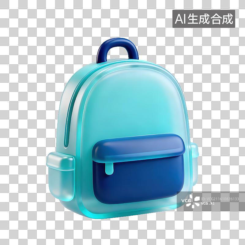【AI数字艺术】3D磨砂玻璃材质书包背包双肩包元素图片素材