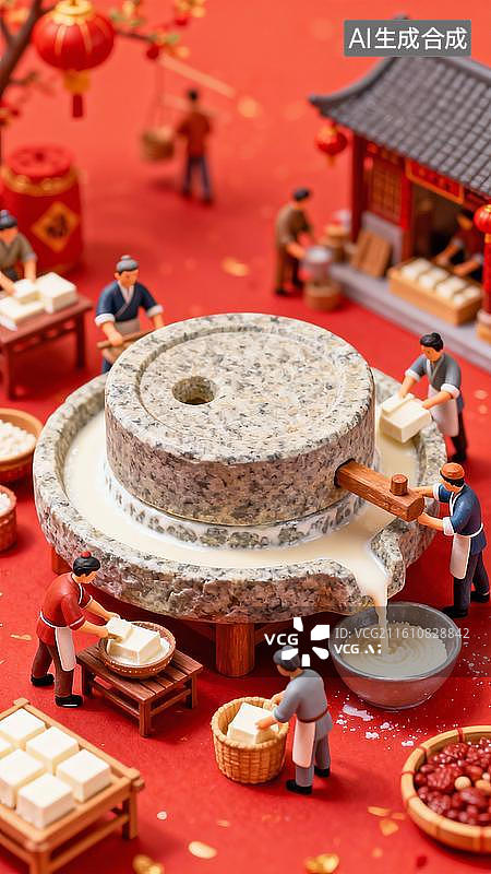 【AI数字艺术】传统文化春节年俗微缩景观竖版背景腊月图片素材