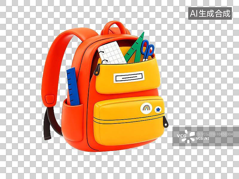 【AI数字艺术】3D教育题材学生书包免扣元素图片素材