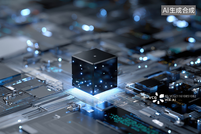 【AI数字艺术】芯片电路板科技感数据处理技术创新图片素材