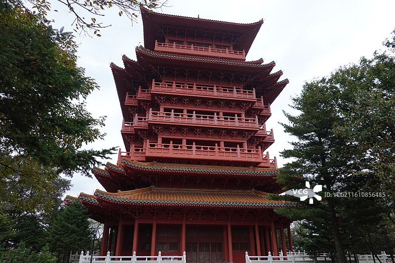 辽宁省丹东市锦江山公园三靖阁图片素材