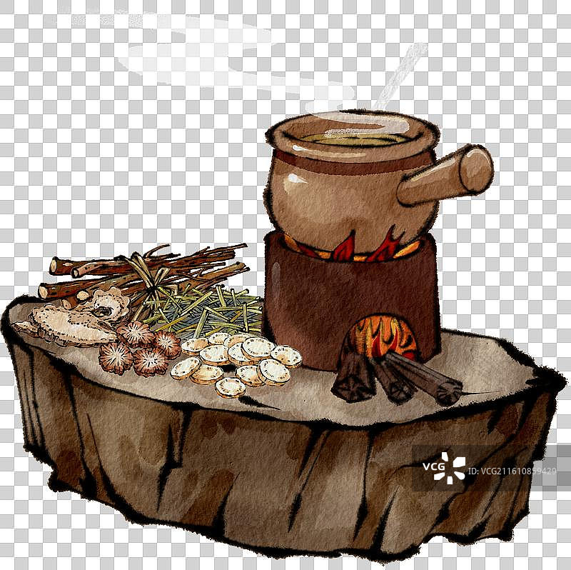古代中医名医元素-熬药图片素材
